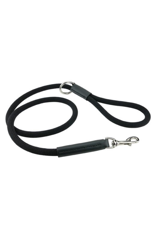 Laisse Noire en Cuir et Corde – Image 3