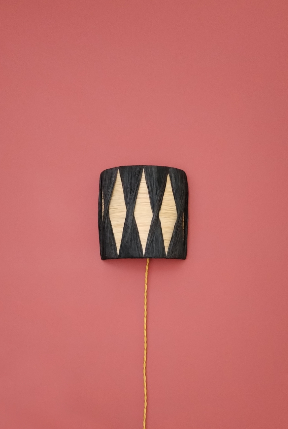 Atelier Fabien Ifires Paris - applique raphia naturel et noir - 100% made in France